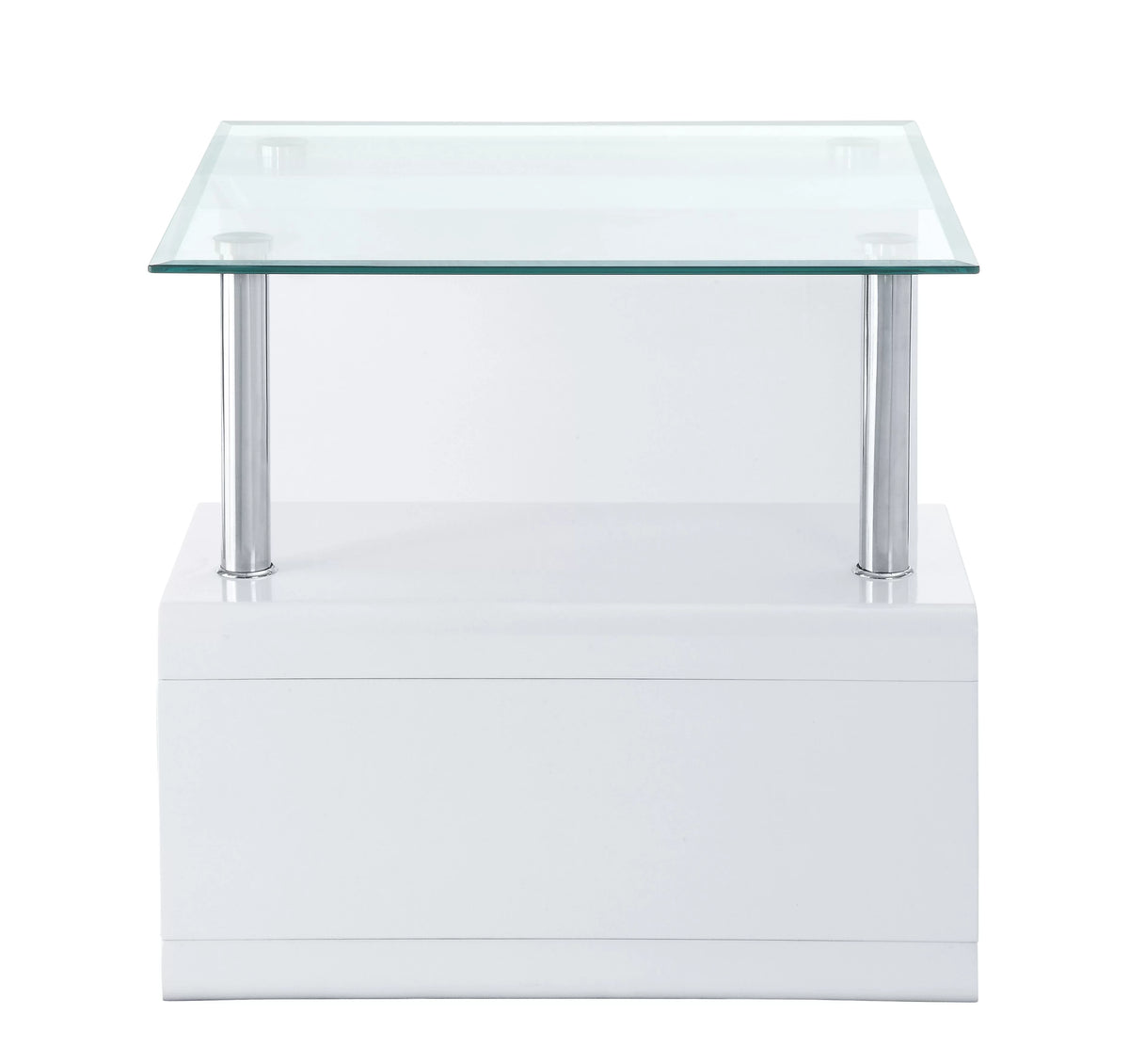 Clear Glass White End Table E28935