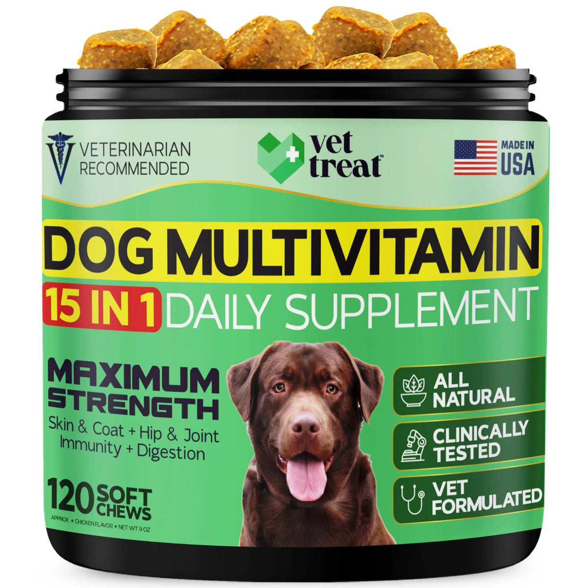 Chicken Flavor Chewable Dog Multivitamin 120 Soft Chews O427