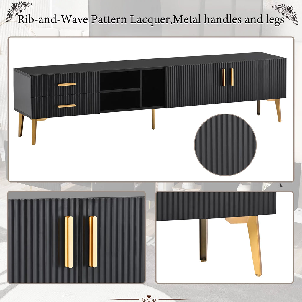 75" Black TV Stand with Storage F599803