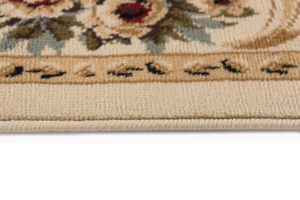 Traditional Floral Area Rug 5'3'' x 7'3'' Oval Beige Red V665386