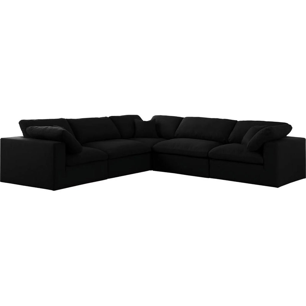 Black Linen Fabric Modular Sectional H819