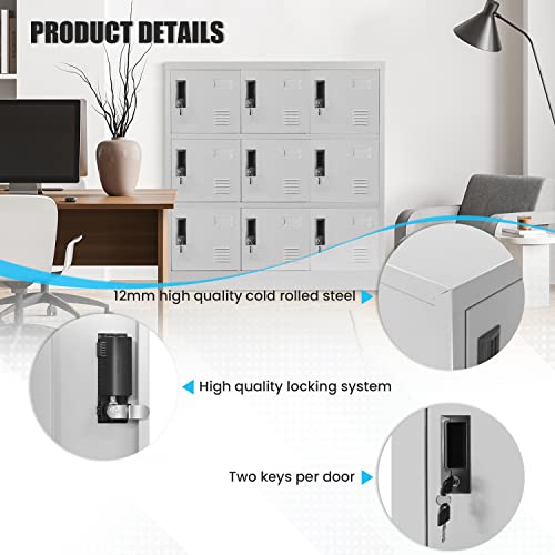 9 Door Black Steel Storage Locker with Lock I988584