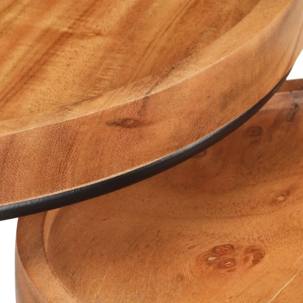 2 Piece Acacia Wood Round Top Coffee Table Set F23340
