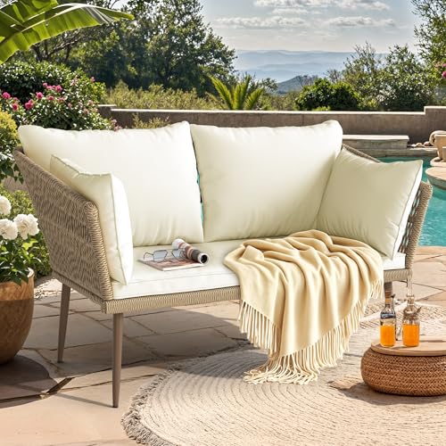 3-Piece Outdoor Wicker Patio Conversation Bistro Set with Table & Cushions B221567