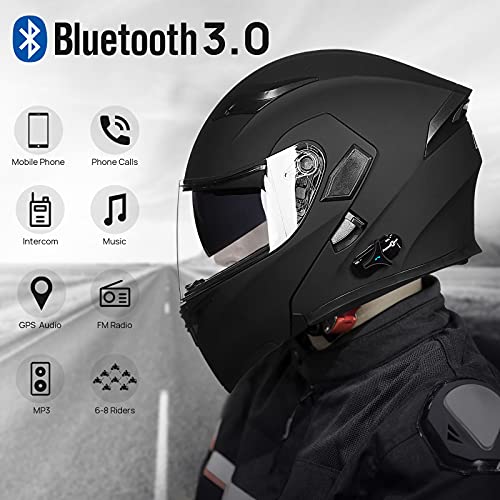 Bluetooth Modular Flip up Full Face Motorcycle Helmet with Dual Visor W20919