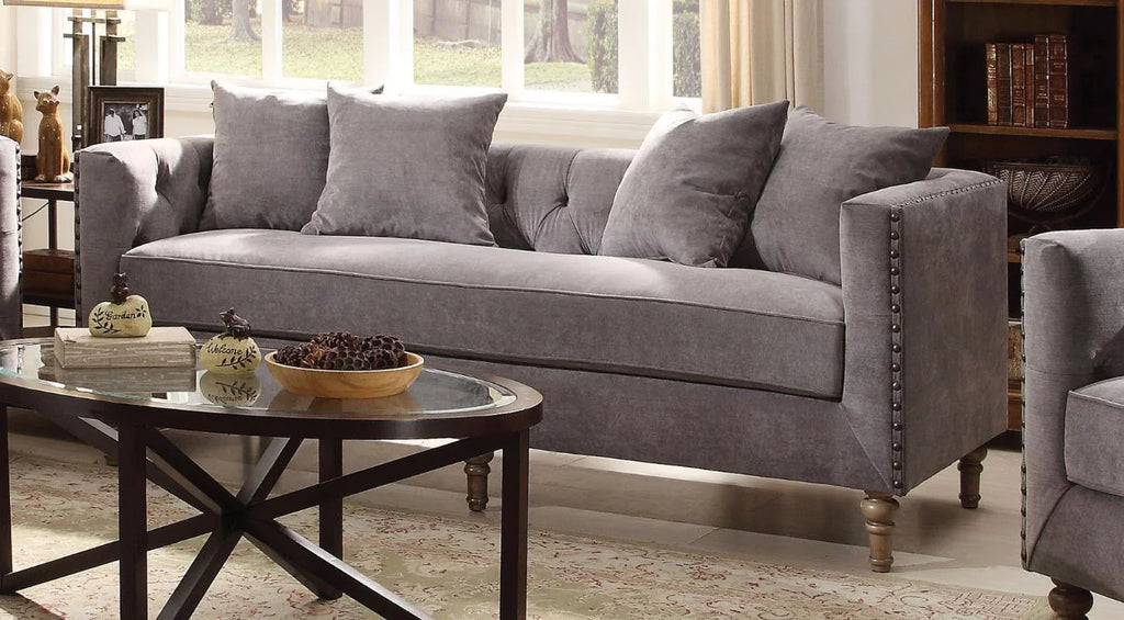 Gray Fabric Sofa Loveseat Set 2Pcs W585