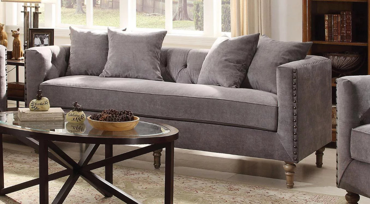 Gray Fabric Sofa Loveseat Set 2Pcs W585