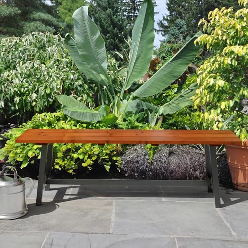 63" Weatherproof Wood Bench with Metal Legs C947017