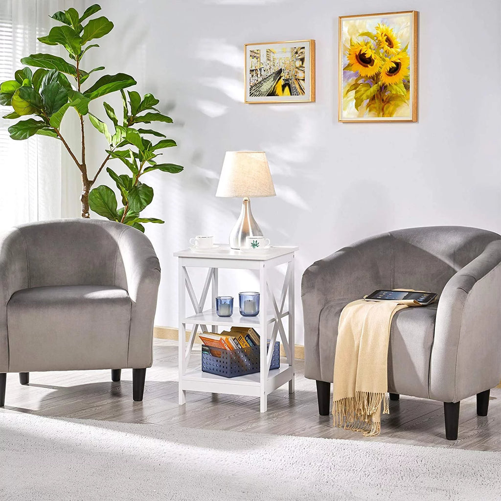 3-Tier Wooden Side End Tables with Solid Wood Legs J880243