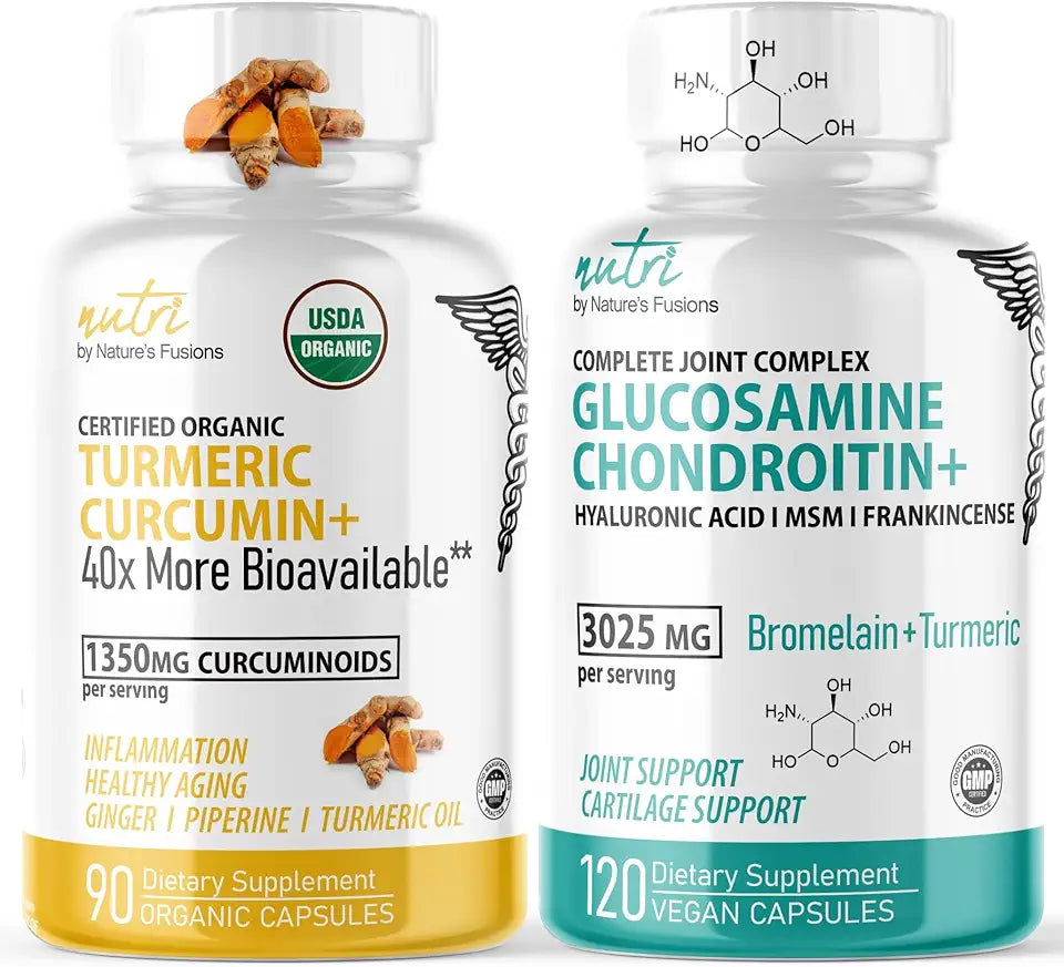 Organic Turmeric Supplement 1425mg Curcuminoids & Glucosamine Chondroitin Joint Supplement P3730