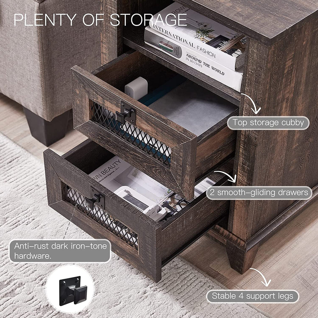 Square Nightstand with Charging Station and 2 Drawers W635121