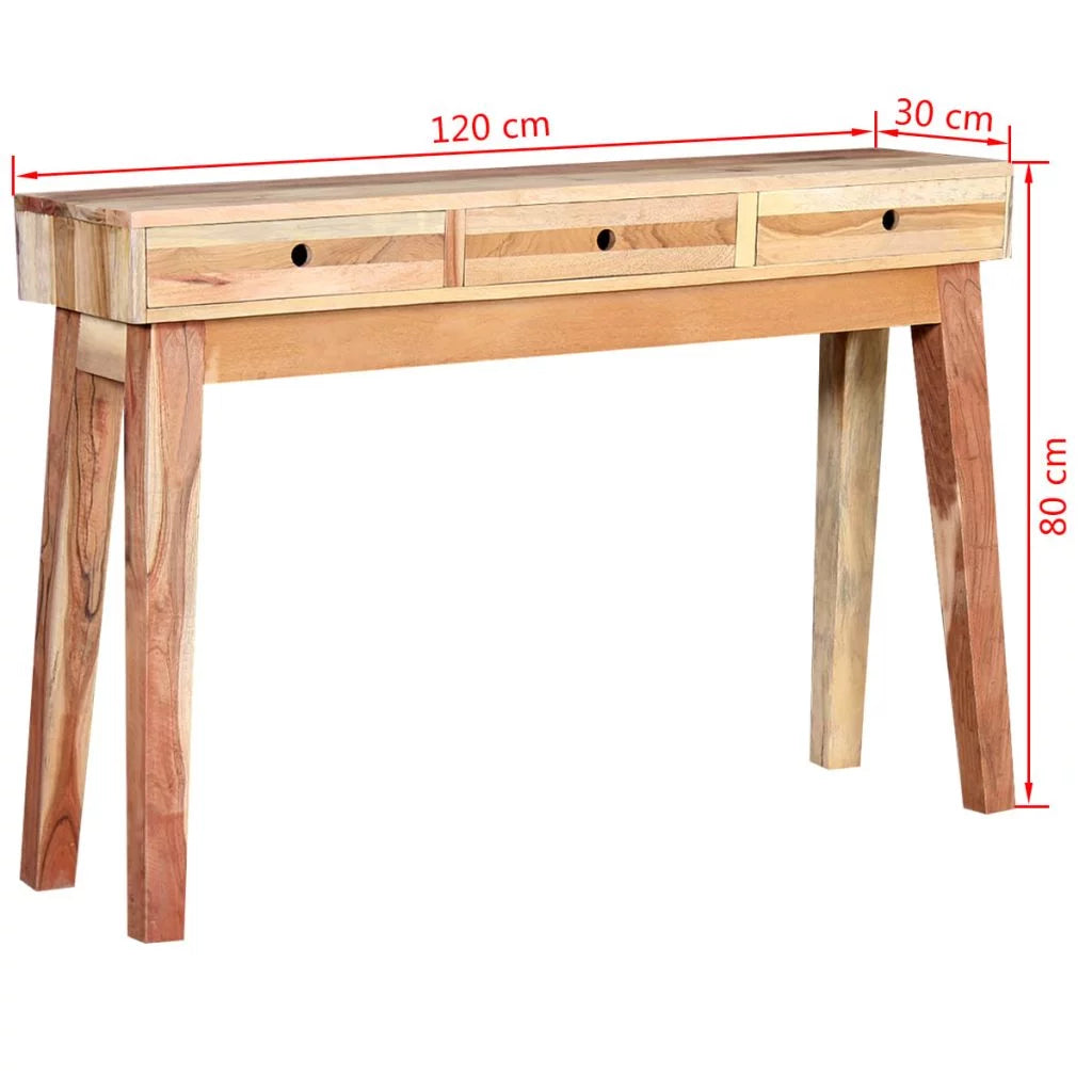 Console Table with 3 Storage Drawers Reclaimed Wood W8269