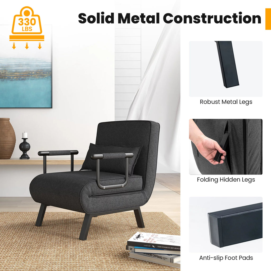 Gray Convertible Sleeper Bed Armchair K191