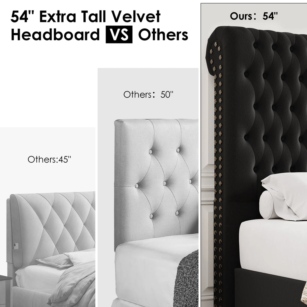 Queen Size Storage Bed with Tall Headboard and Drawers R838