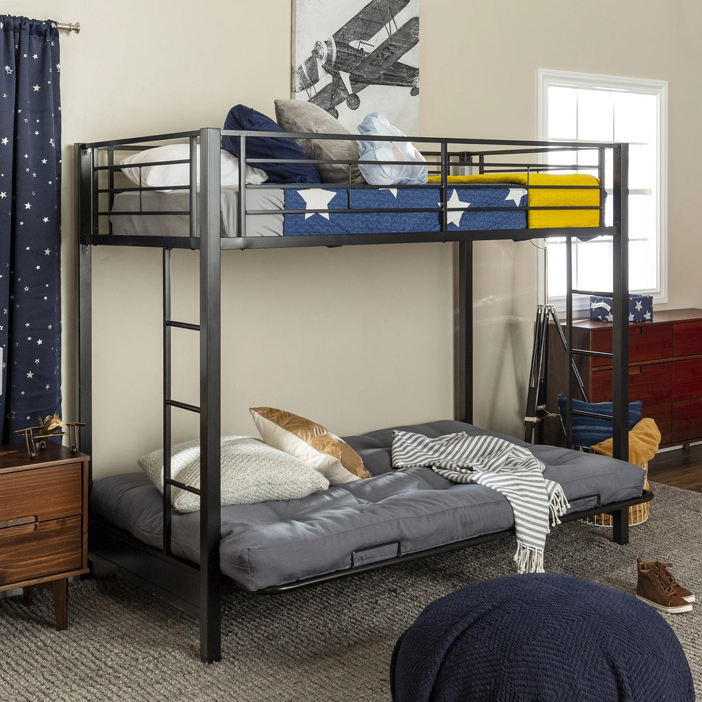 Black Metal Twin Over Futon Bunk Bed I43176