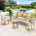 3-Piece Outdoor Wicker Patio Conversation Bistro Set with Table & Cushions B221567