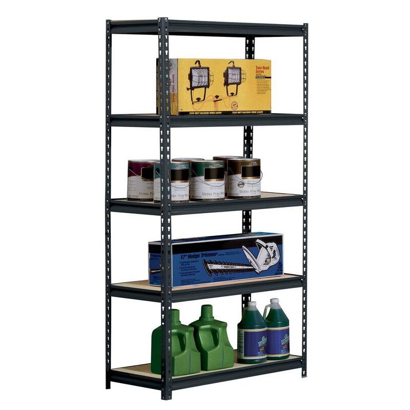 5-Tier Steel Garage Storage Shelving Unit in Black D699069