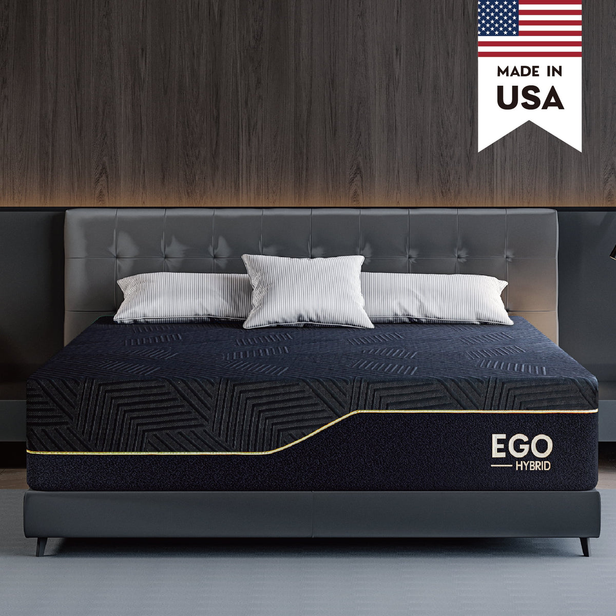 Black 14 inch King Size Hybrid Memory Foam Mattress W324665