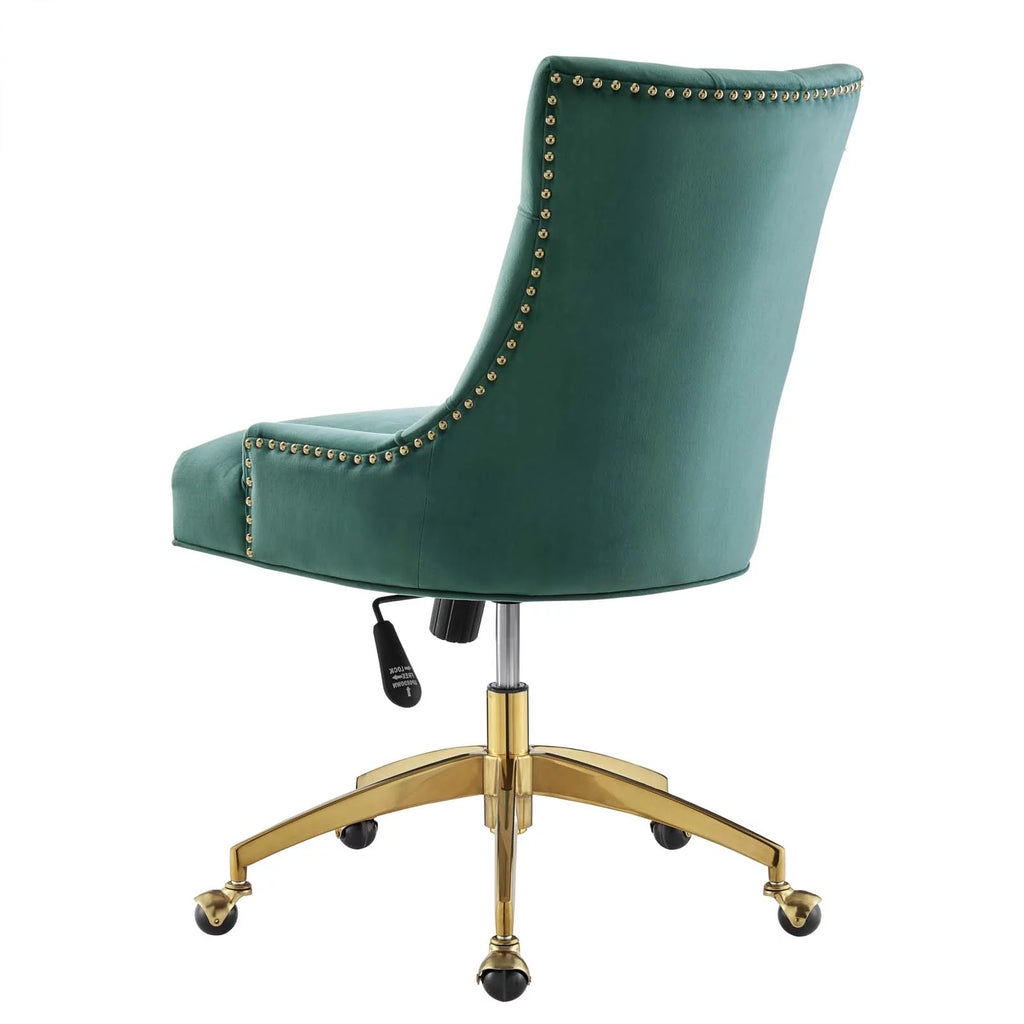 Velvet Gold Teal Blue Tufted Chair B68306