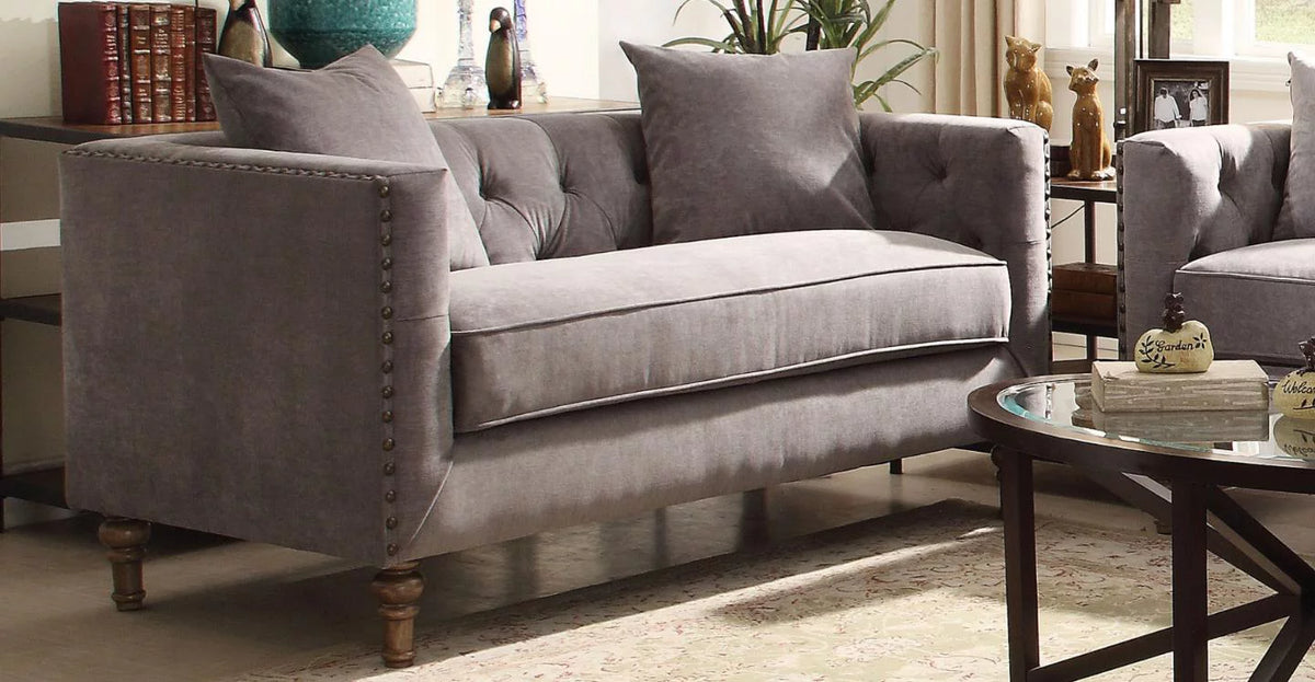 Gray Fabric Sofa Loveseat Set 2Pcs W585
