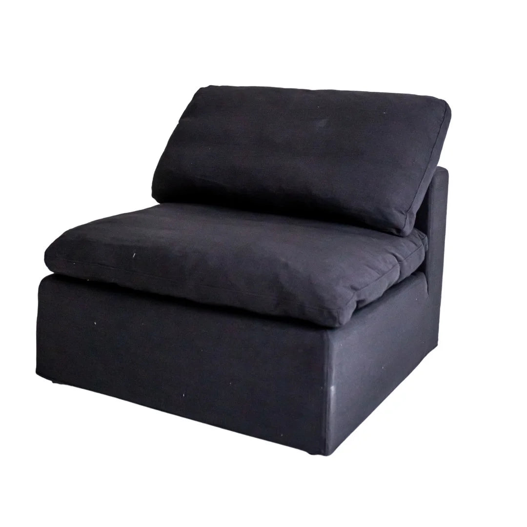 Navy Linen Armless Sofa Q558354