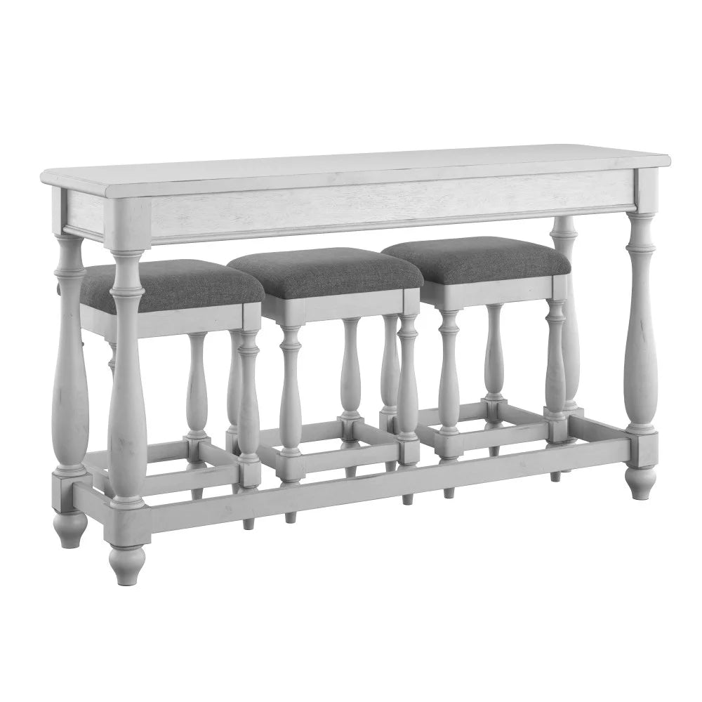 Gray Wood Sofa Table with Three Nestable Stools X227