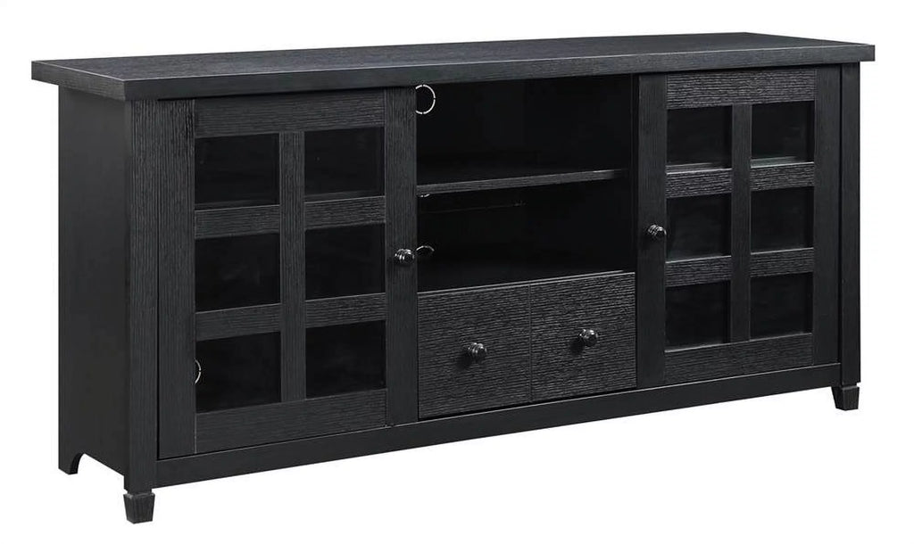 Black 1 Drawer TV Stand with Storage Cabinets and Shelves Q15138