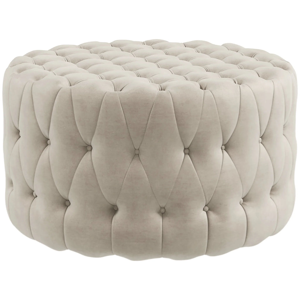 Beige Velvet-Feel Tufted Ottoman N171726
