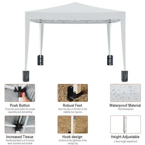 10x20 White Pop Up Canopy Tent with 6 Sidewalls G593