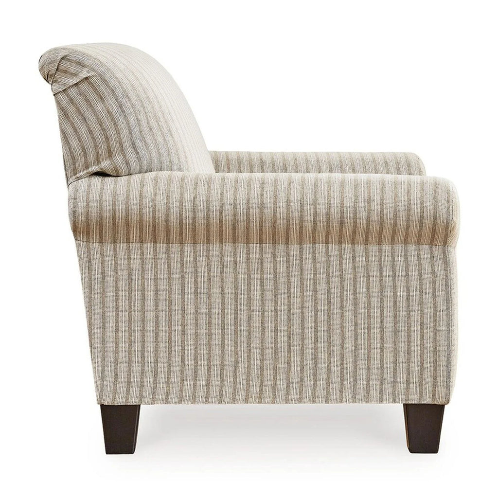 Striped Pattern Sandstone Beige Polyester Accent Armchair V544964