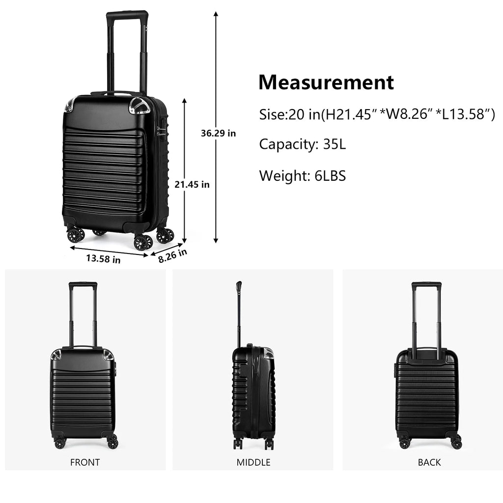 Black 20-Inch Hardside Carry-On Spinner Luggage Z58005
