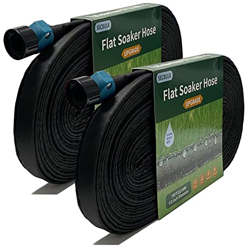 Flat Soaker Hose 75 ft Dual-layer Leak-free S377673