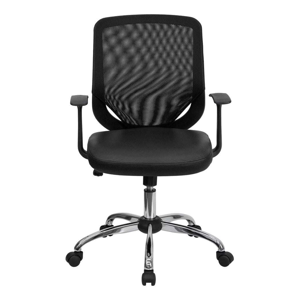 Black Mesh Swivel Task Office Chair with T-Arms W912