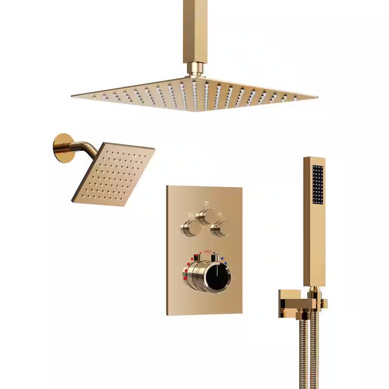 12 in. 6 in. Rainfall Wall and Ceiling Mount 2.5 GPM Fixed and Handheld Shower Head S7184