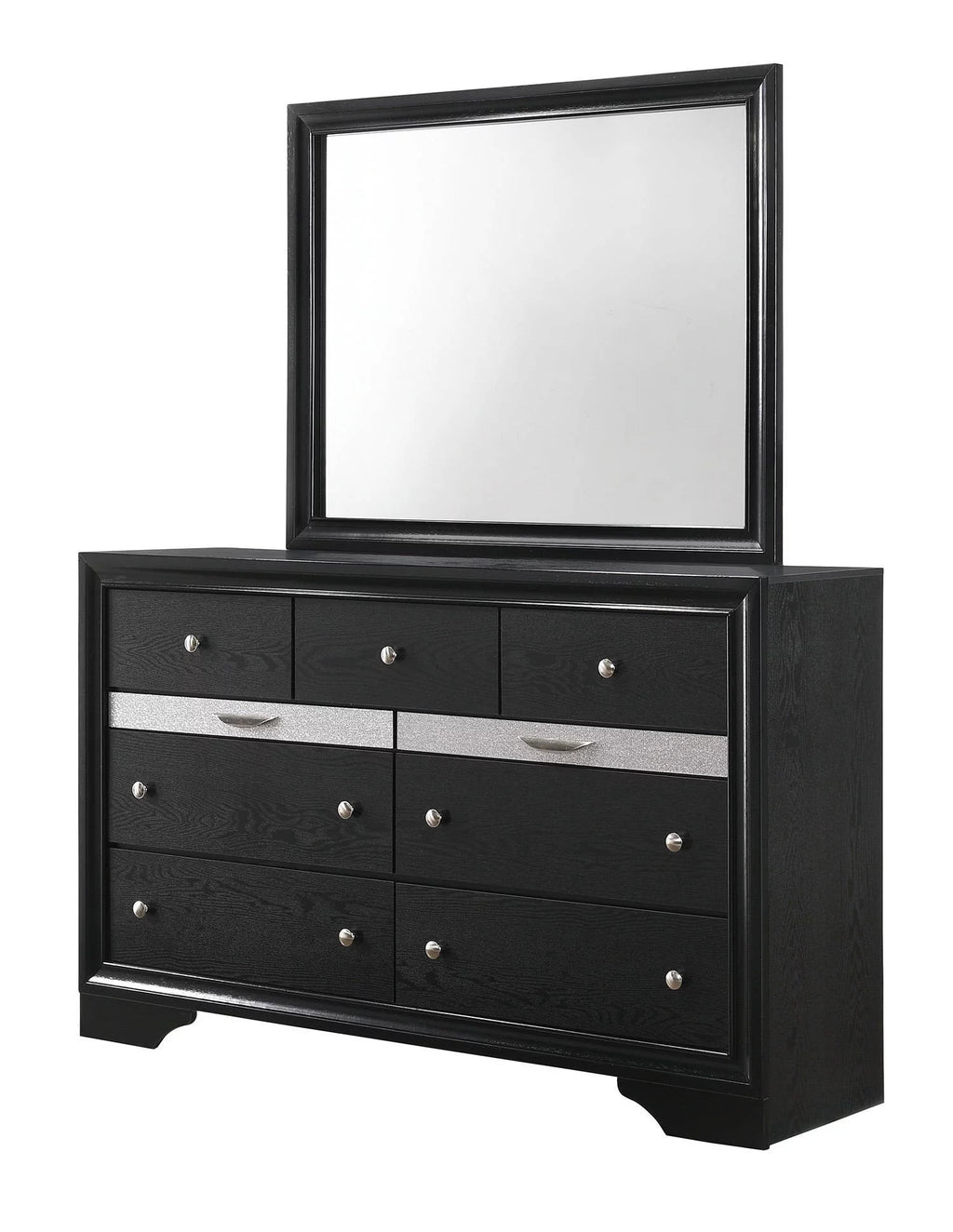Black 5pc King Size Storage Bed Dresser Mirror Nightstand Set E729