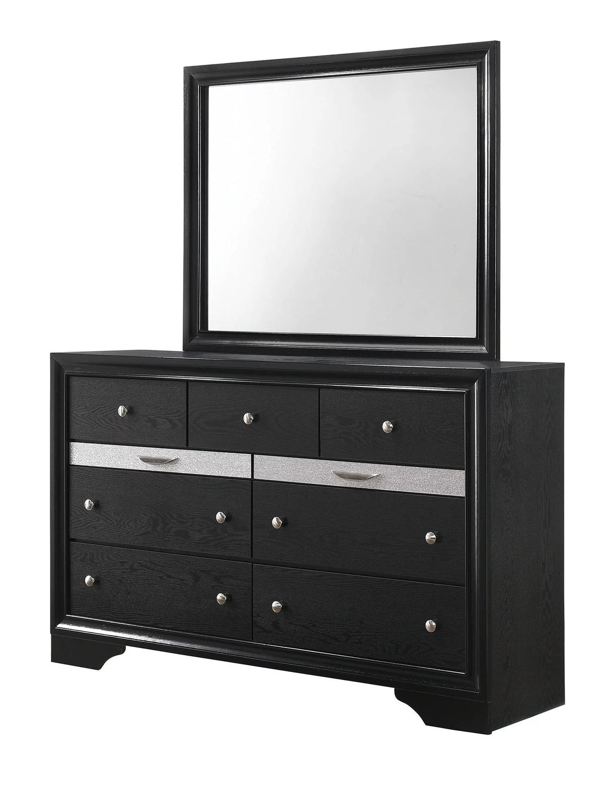 Black 5pc King Size Storage Bed Dresser Mirror Nightstand Set E729