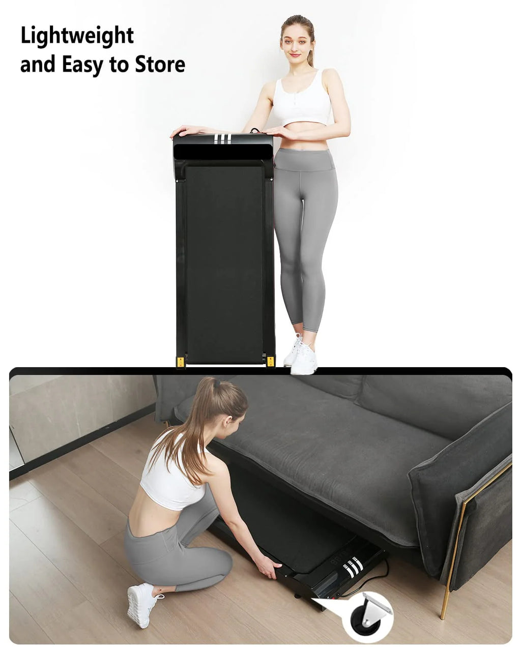 2 in 1 Under Desk Treadmill, 2.5HP Quiet Portable Treadmill, Black S883493