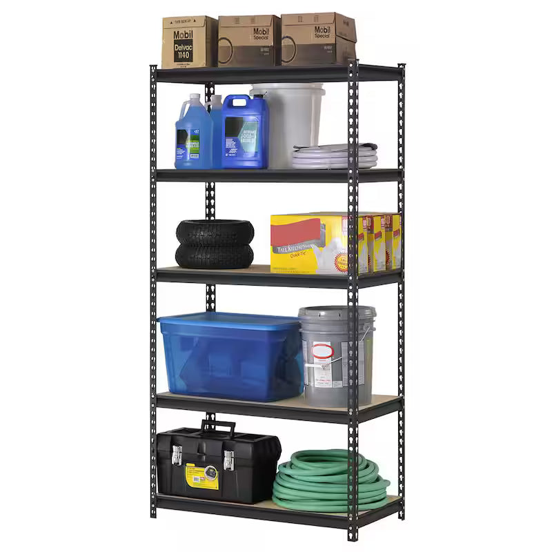 5-Tier Steel Garage Storage Shelving Unit in Black D699069