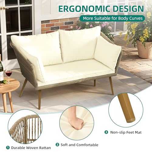 3-Piece Outdoor Wicker Patio Conversation Bistro Set with Table & Cushions B221567