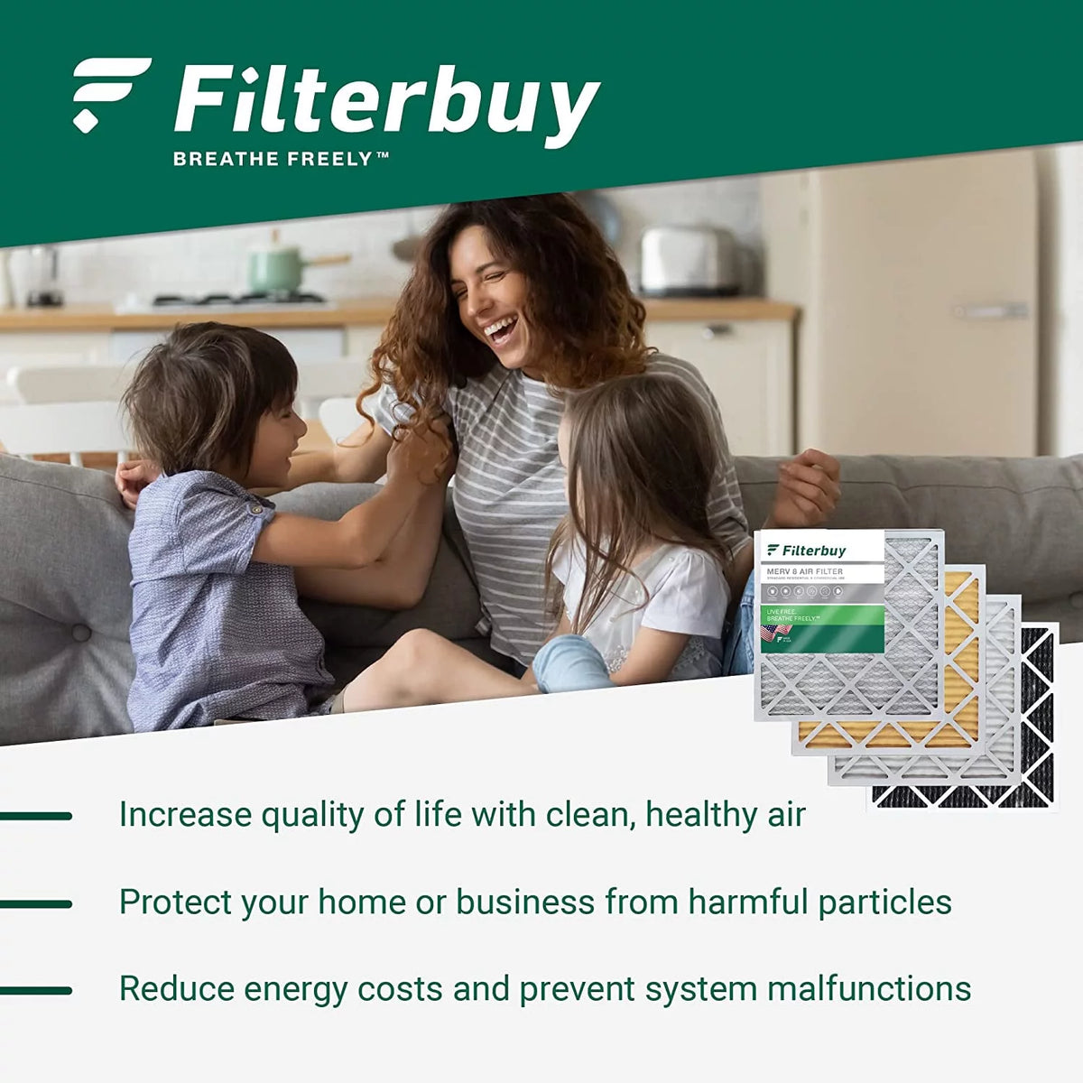 20x25x5 MERV 8 Pleated HVAC Air Filters (3-Pack) K1294