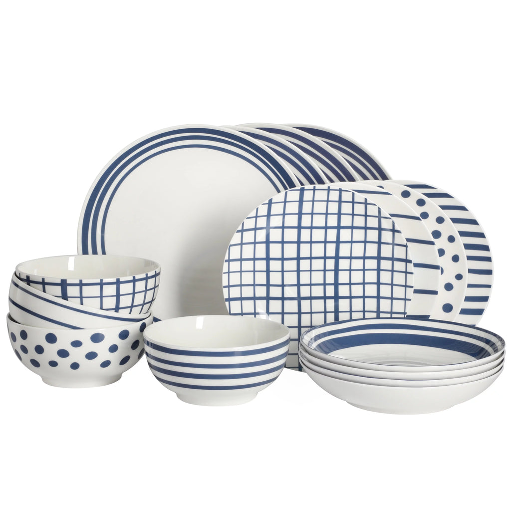Light Blue 16-Pieces Fine China Dinnerware Set W391619