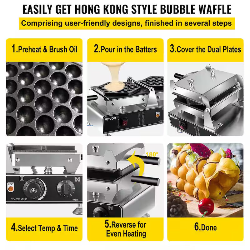 Commercial Bubble Waffle Maker Electric 1500W I781562