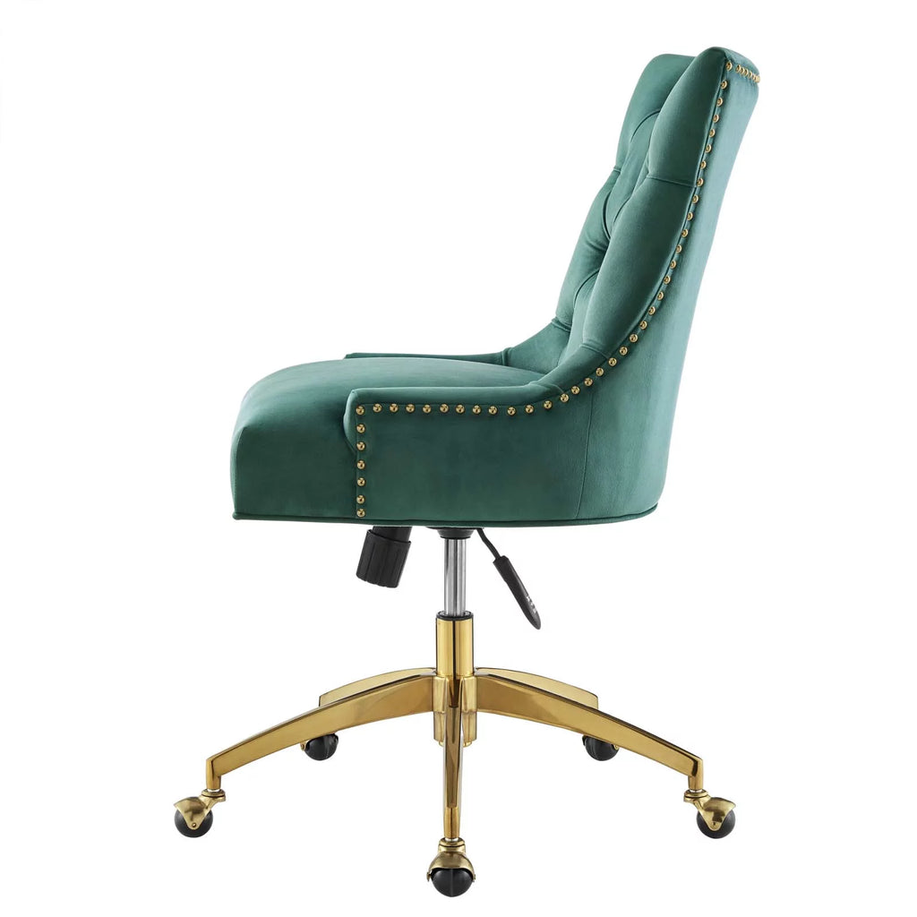 Velvet Gold Teal Blue Tufted Chair B68306
