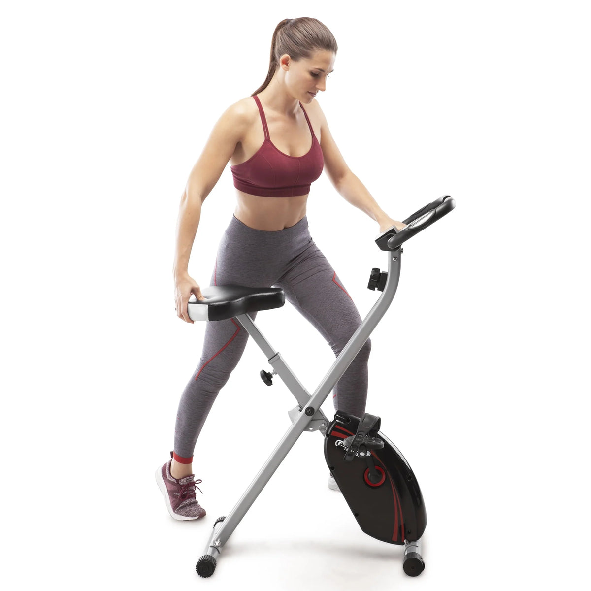 Folding Upright Exercise Bike with Adjustable Resistance T825683