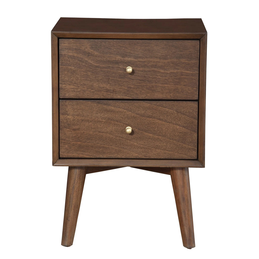 Dark Brown Wood 2 Drawer Nightstand Z940627