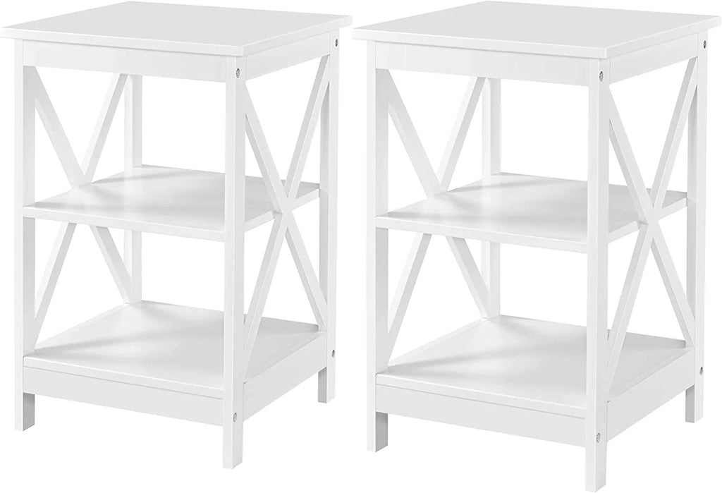 3-Tier Wooden Side End Tables with Solid Wood Legs J880243