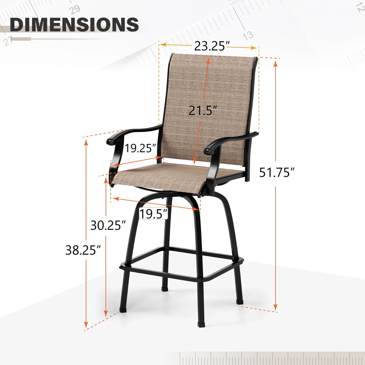 2 Pcs Outdoor Swivel Metal Bar Stools C58867