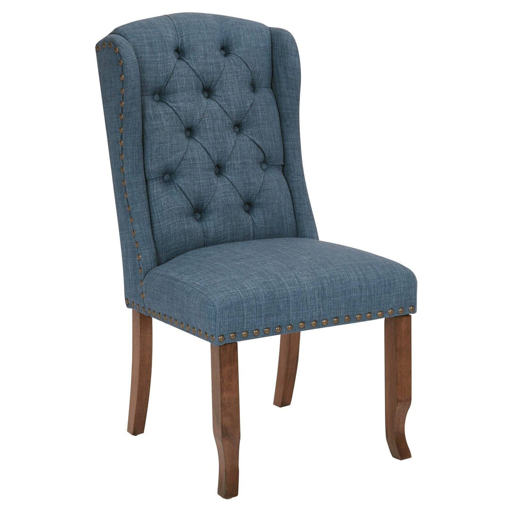 Tufted Wing Chair in Linen Fabric D427