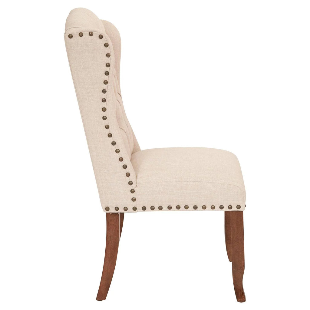 Tufted Wing Chair in Linen Fabric D427