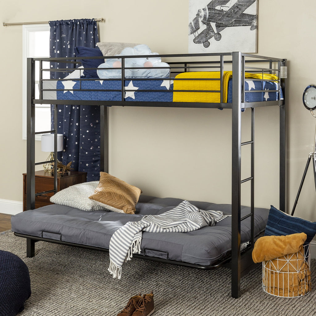 Black Metal Twin Over Futon Bunk Bed I43176